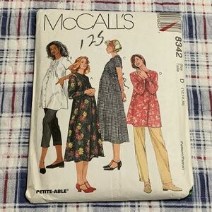 McCall's Pattern 8342 Maternity Dresses Top Pants PETITA-ABLE Size D (12,14,16)